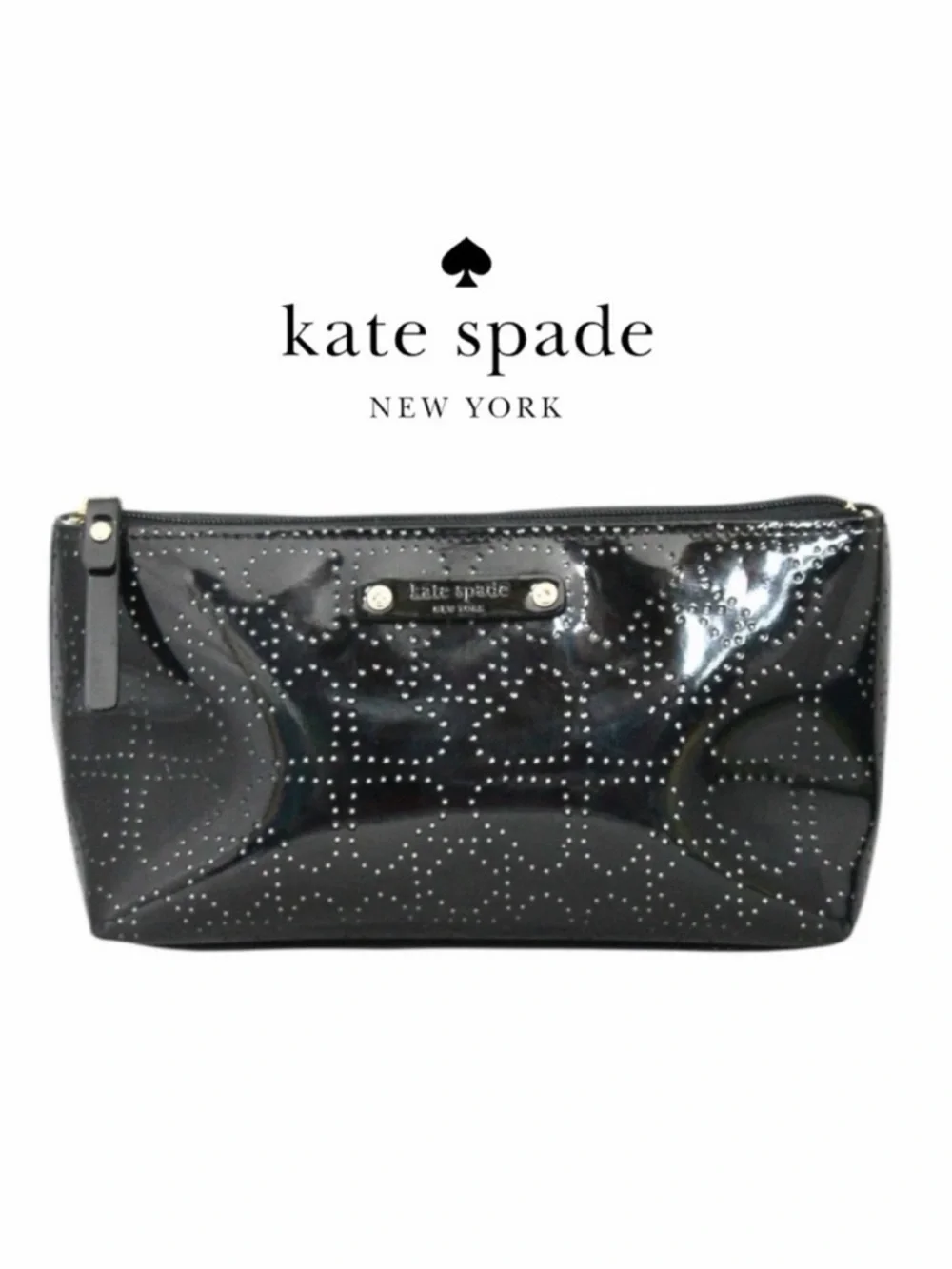 Kate Spade Little‎ Shiloh Metro Spade Black Patent Cosmetic Makeup Case